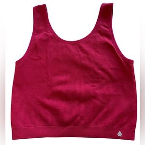 Tomato Red Ribbed Cropped Tank Top Small